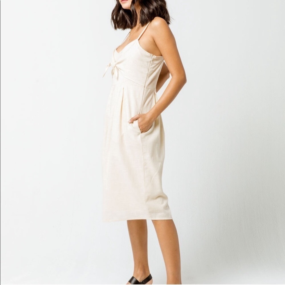 SKY AND SPARROW Knot Cream Midi Dress M - Picture 2 of 10